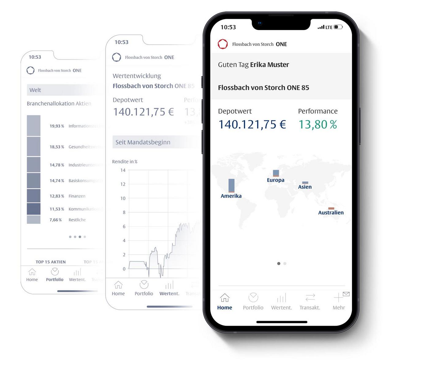 Screenshots our digital User Portal „Flossbach von Storch ONE“ 
